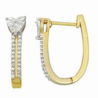 HDI 10k Gold Over Sterling Silver 1/5 Carat T.W. Diamond Heart Earrings