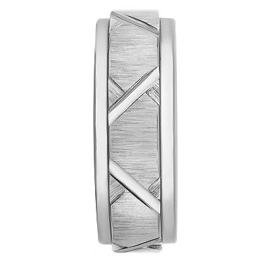 Lovemark Men's Tungsten Black Ion-Plated Geometric Ring