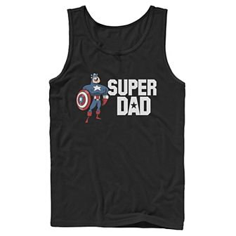 Men's Marvel Father's Day Captain America Super Dad Portrait Tank Top