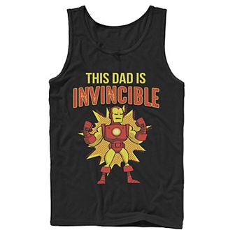 Men's Marvel Father's Day Retro Iron Man This Dad Is Invincible Tank Top