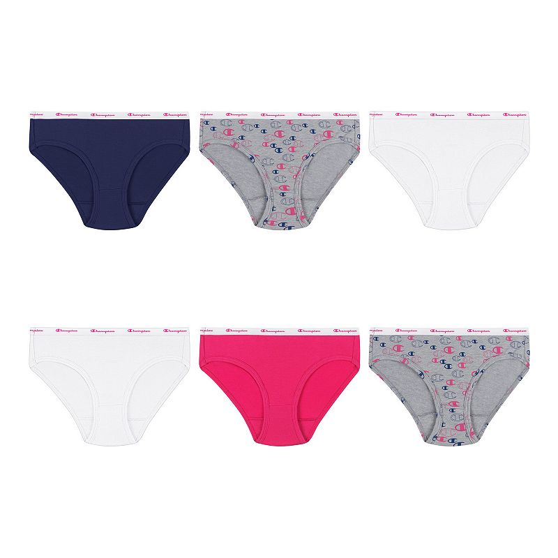 Girls Champion 6-Pack Everyday Comfort Hipster Panties, Girls, Size: Small