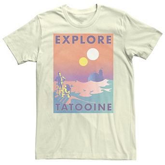 Men's Star Wars Explore Tatooine Faded Retro C-3PO & R2-D2 Poster Tee