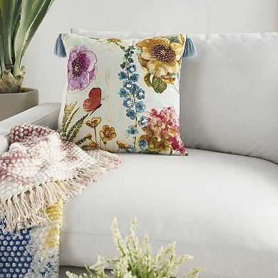 Mina Victory Sofia Embroidered Floral Garden Throw Pillow