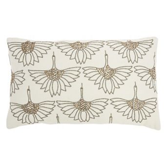 Mina Victory Sofia Beaded Flowers Throw Pillow
