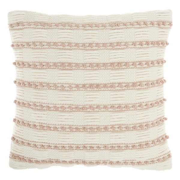 Mina Victory Life Styles Woven Lines and Dots Throw Pillow - Blush (18X18)