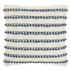 Mina Victory Life Styles Cotton Knitted 18x18 Indoor Throw Pillows Set of 2 Navy