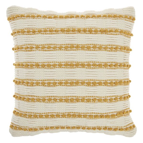 12&#34;x20&#34; Oversize Life Styles Woven Lines and Dots Lumbar Throw Pillow Yellow - Mina Victory: Handmade, Textured, Modern Decor, Zipper Closure