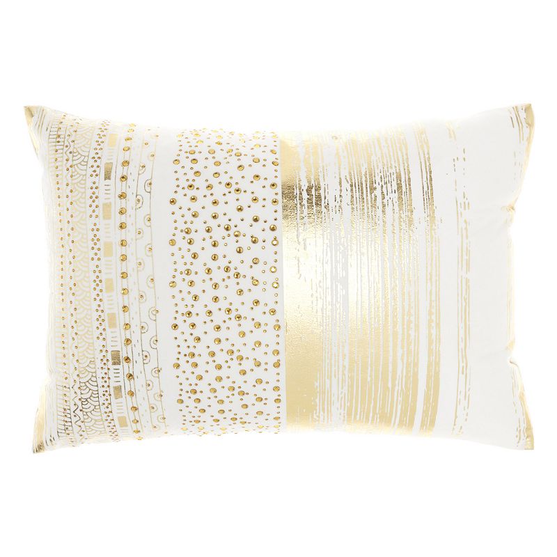 Nourison Luminescence Metallic Print Gold Decorative Throw Pillow   14 X20