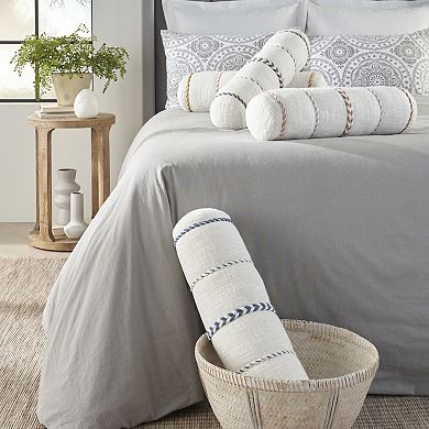 Mina Victory Life Styles Braided Stripes Tassels Throw Pillow