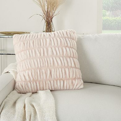 Mina Victory Faux Ruched Faux Rabbit Fur Throw Pillow