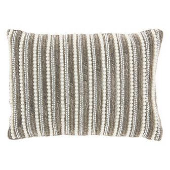 Mina Victory Luminescence Beaded Vert Stripes Throw Pillow