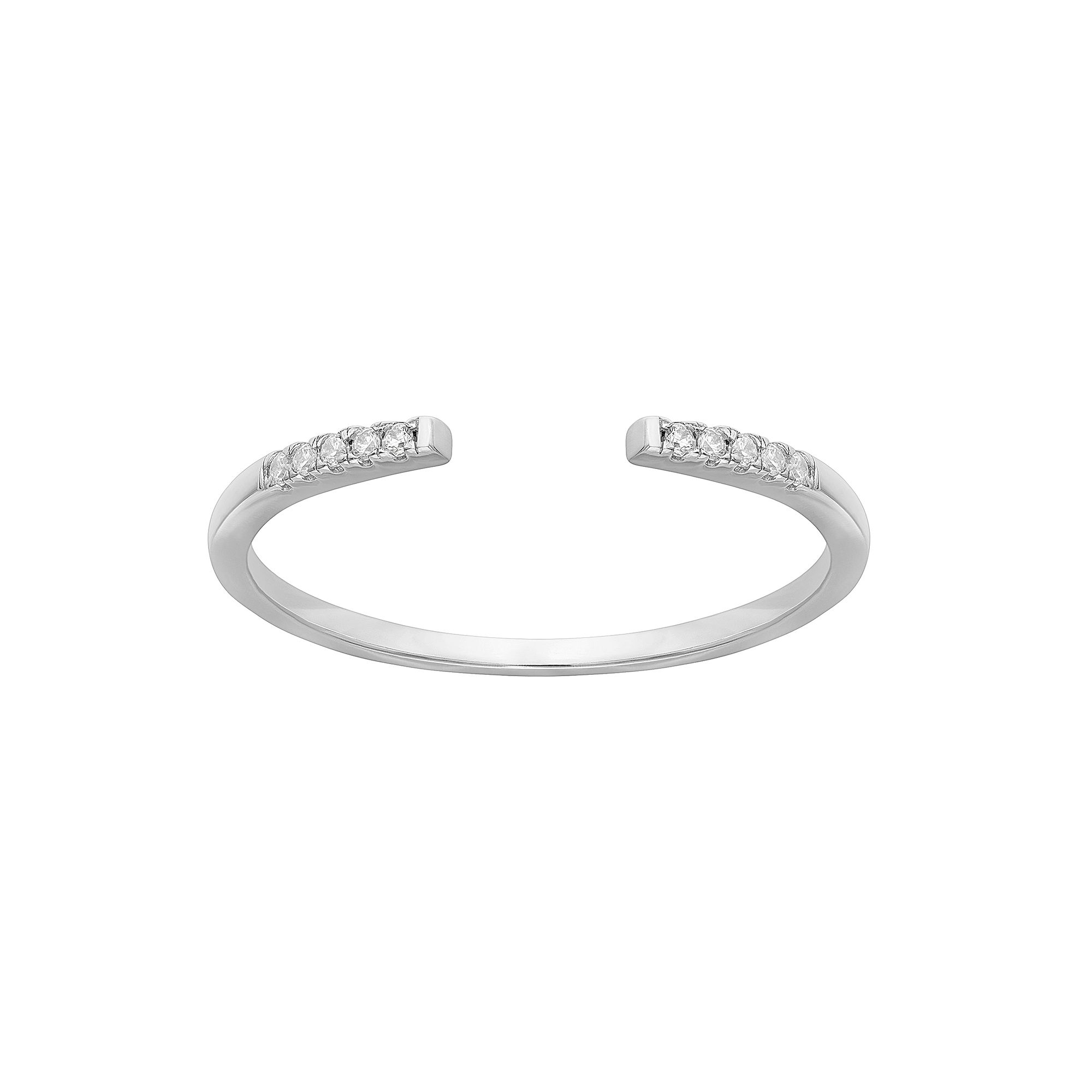 PRIMROSE Sterling Silver Cubic Zirconia Split Band Ring, Womens, Size: 9