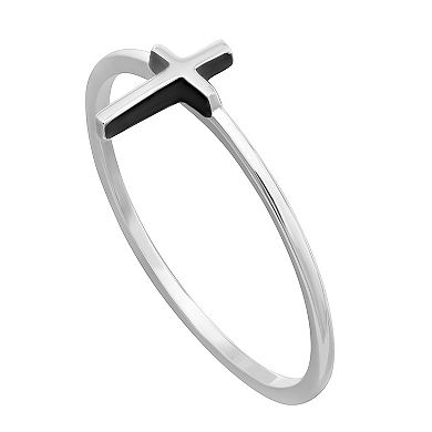 PRIMROSE Sterling Silver Cross Band Ring