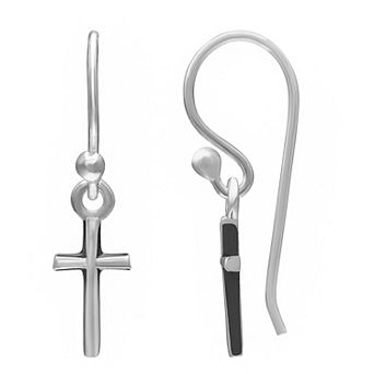 PRIMROSE Sterling Silver Cross Fishhook Earrings