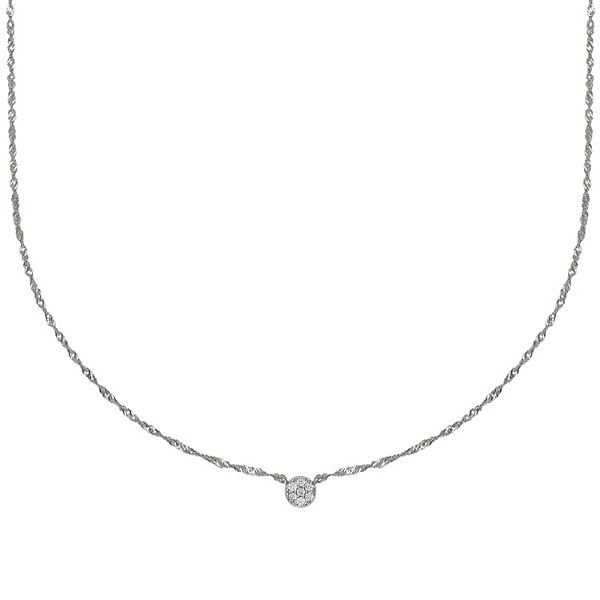 PRIMROSE Sterling Silver Cubic Zirconia Round Disc Necklace