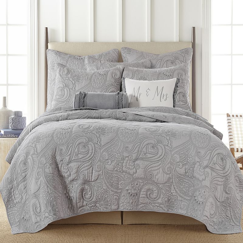 Levtex Home Perla Quilt Set, Grey, Full/Queen