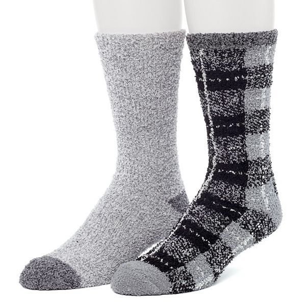 Cuddl Duds Socks For Men 2Pack Patterned & Solid Ultra Soft and Cozy Crew Socks