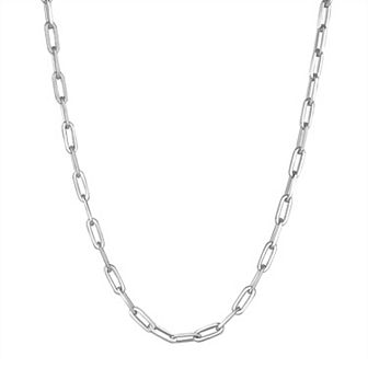 Argento Forte Sterling Silver Paperclip Chain Link Necklace