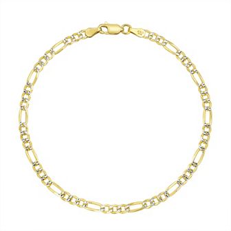 Argento Forte Two Tone Sterling Silver Figaro Chain Bracelet