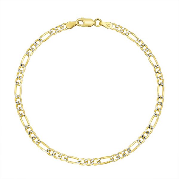 Argento Forte Two Tone Sterling Silver Figaro Chain Bracelet