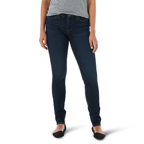 Lee Women's Ultra Lux Mid-Rise Slim Fit Straight Leg Jean, Black, 4 Short  at  Women's Jeans store