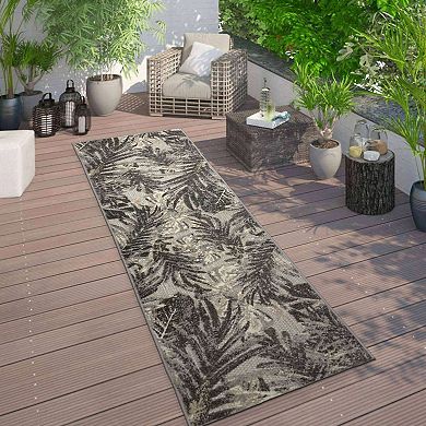 World Rug Gallery Floral Leaves Indoor Outdoor Rug