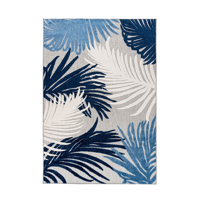 World Rug Gallery Contemporary Tropical Large Floral Indoor Outdoor Rug, Bl