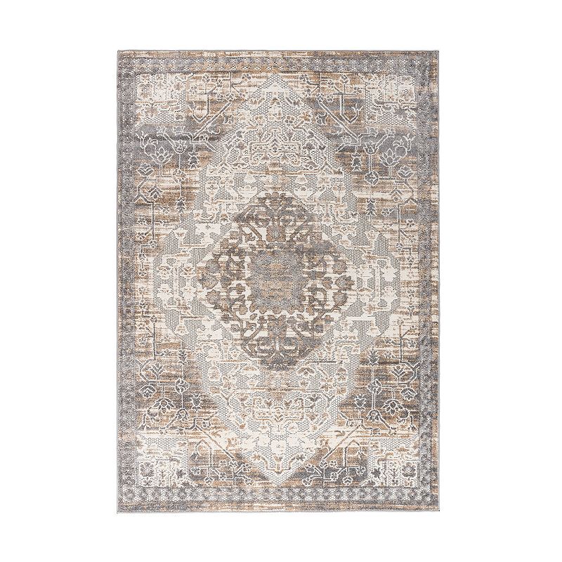 World Rug Gallery Distressed Traditional Indoor Outdoor Rug, Beig/Green, 8X10 Ft
