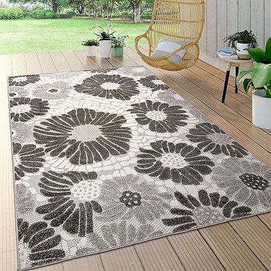 World Rug Gallery Palermo Modern Floral Flowers Indoor Outdoor Rug