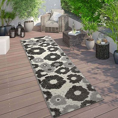 World Rug Gallery Palermo Modern Floral Flowers Indoor Outdoor Rug