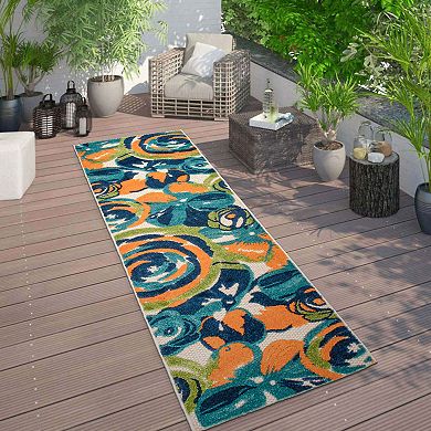 World Rug Gallery Modern Large Floral Flowers Indoor Outdoor Rug