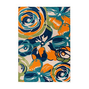 World Rug Gallery Modern Large Floral Flowers Indoor Outdoor Rug