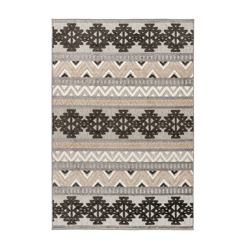 World Rug Gallery Contemporary Geometric Bohemian Indoor Outdoor Rug, Grey, 8X10 Ft