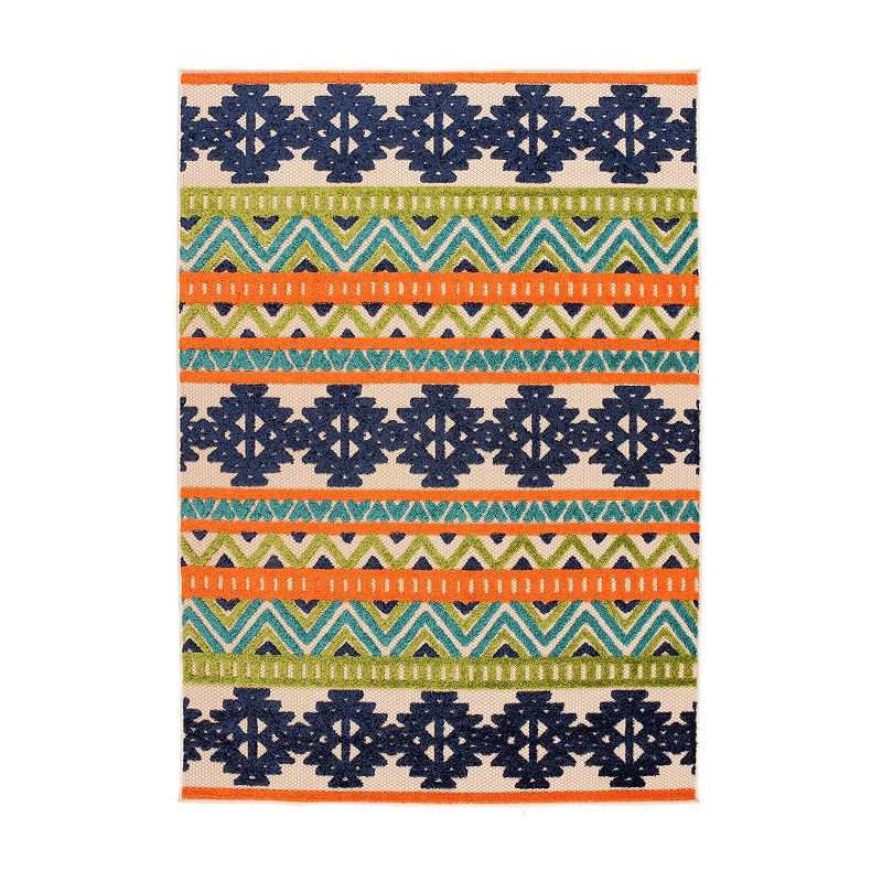 World Rug Gallery Contemporary Geometric Bohemian Indoor Outdoor Rug, Multicolor, 8X10 Ft