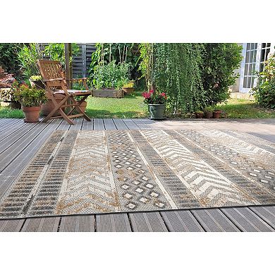 World Rug Gallery Distressed Geometric Indoor Outdoor Rug