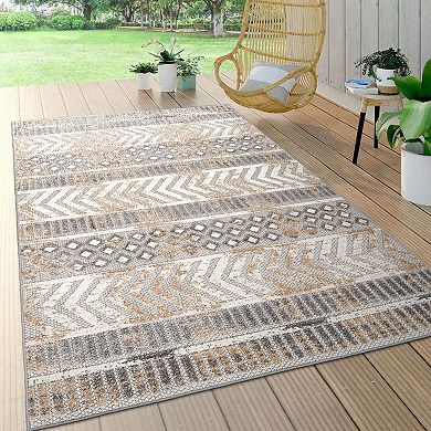 World Rug Gallery Distressed Geometric Indoor Outdoor Rug