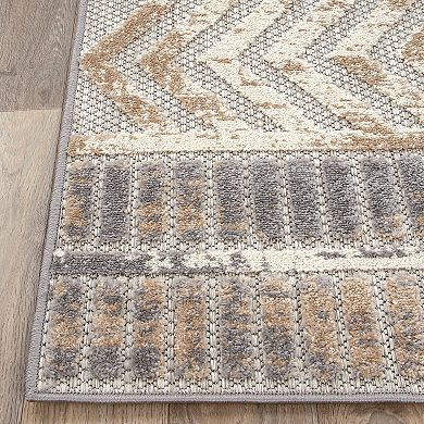 World Rug Gallery Distressed Geometric Indoor Outdoor Rug