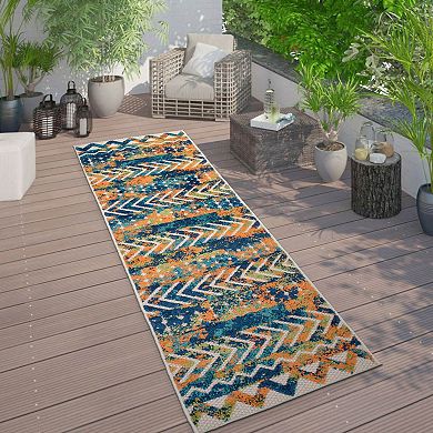 World Rug Gallery Modern Stripes Faded Geometric Indoor Outdoor Rug