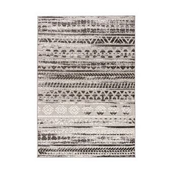 World Rug Gallery Modern Stripes Faded Geometric Indoor Outdoor Rug