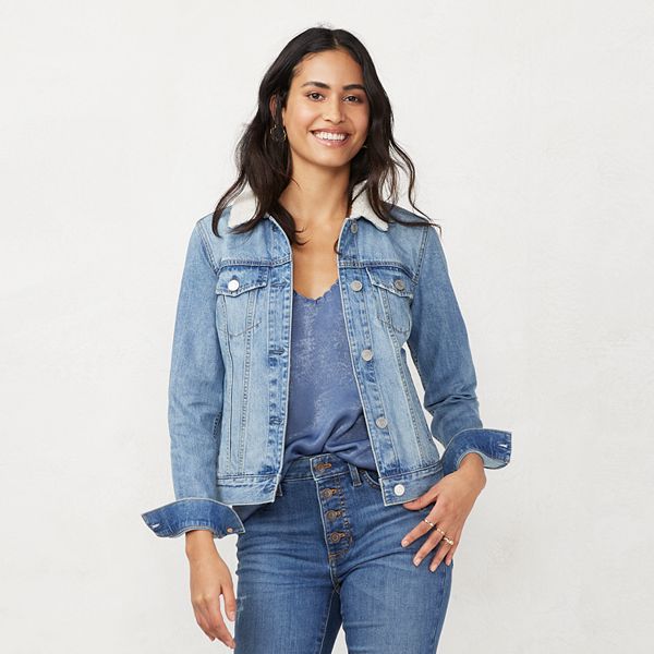 Denim jacket with 2025 sherpa collar womens