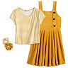 Girls 4-16 Knit Works Jumper Dress, Printed Stripe Top & Scrunchies Set in Regular & Plus Sizes
