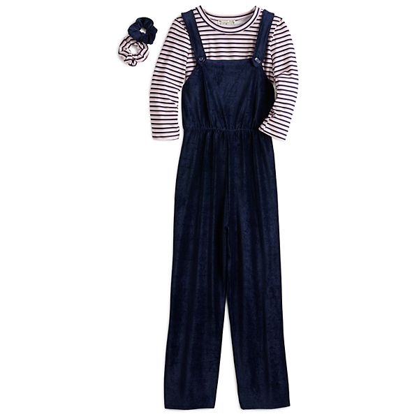 Girls 416 Knit Works Jumpsuit, Long Sleeve Top & Scrunchies Set in