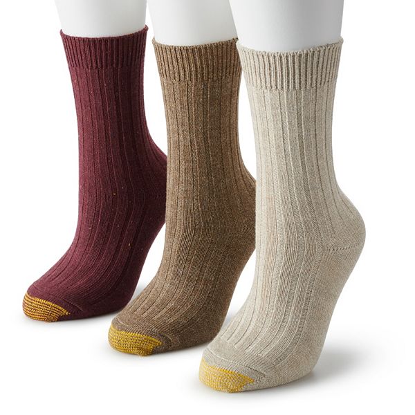 Women's GOLDTOE® 3-Pack Marled Ribbed Crew Socks