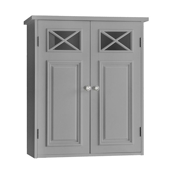 Dawson Two Doors Wall Cabinet Gray - Elegant Home Fashions: Teamson Home, Adjustable Shelf, Acrylic Hardware