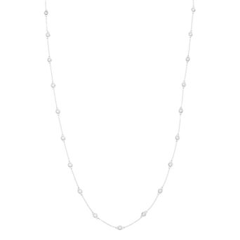 Rosabella Sterling Silver Cubic Zirconia Station Necklace