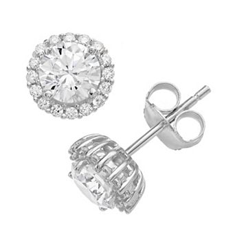 Rosabella Sterling Silver Cubic Zirconia Halo Stud Earrings