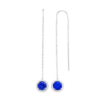 Rosabella Sterling Silver Cubic Zirconia Halo Drop Earrings