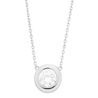 Rosabella Sterling Silver Cubic Zirconia Round Bezel Necklace