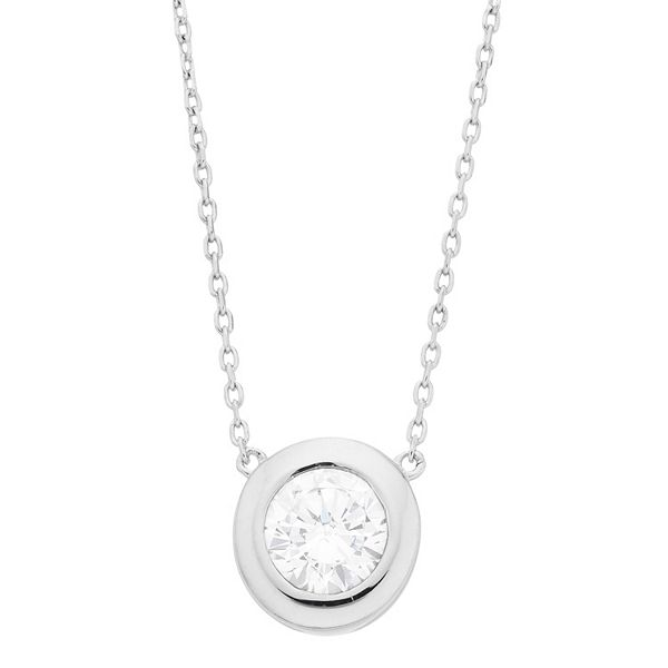 Simple Round CZ Solid 925 Sterling Silver Necklace For Women $5.64 For Sale  [categories]