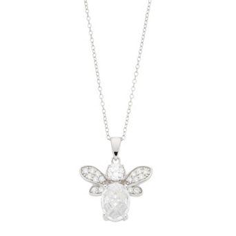 Rosabella Sterling Silver Cubic Zirconia Bee Pendant Necklace